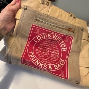 Louis Vuitton Tan and Red Canvas Bag